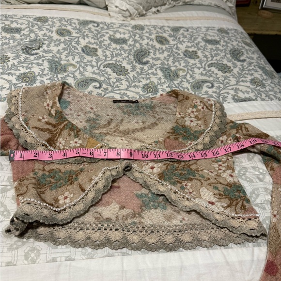 Hazel Floral Multicolor Lace Trim Shrug. Anthropologie. - Picture 8 of 10